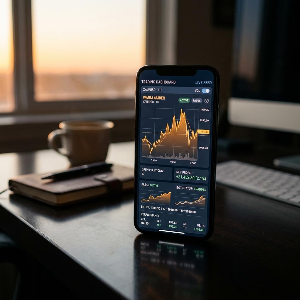 Fendravoxium KI-Krypto-Handelsplattform Benutzeroberfläche auf einem Mobilgerät